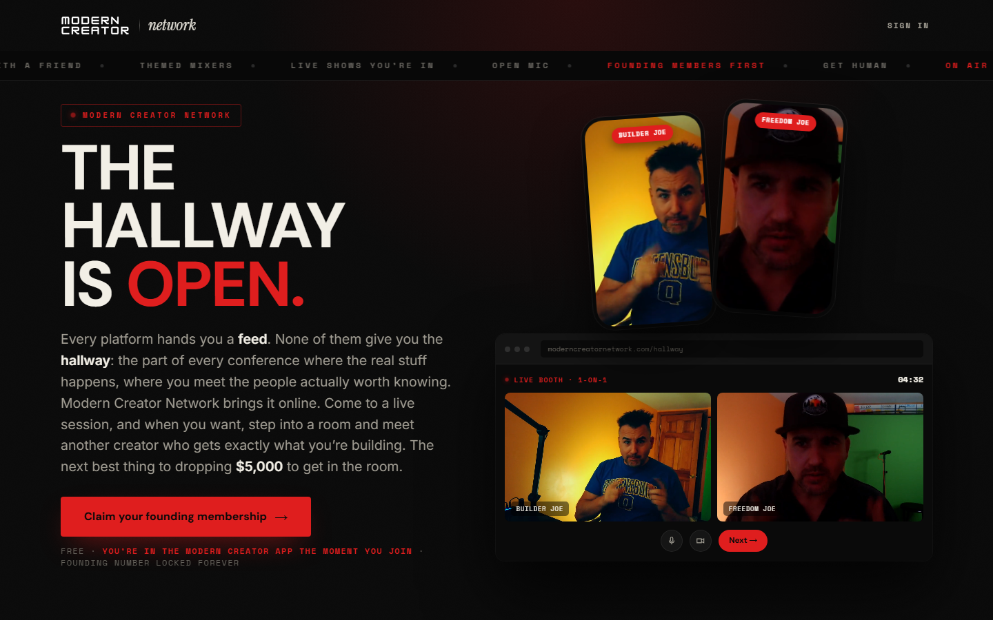 Modern Creator Network: the hallway is open